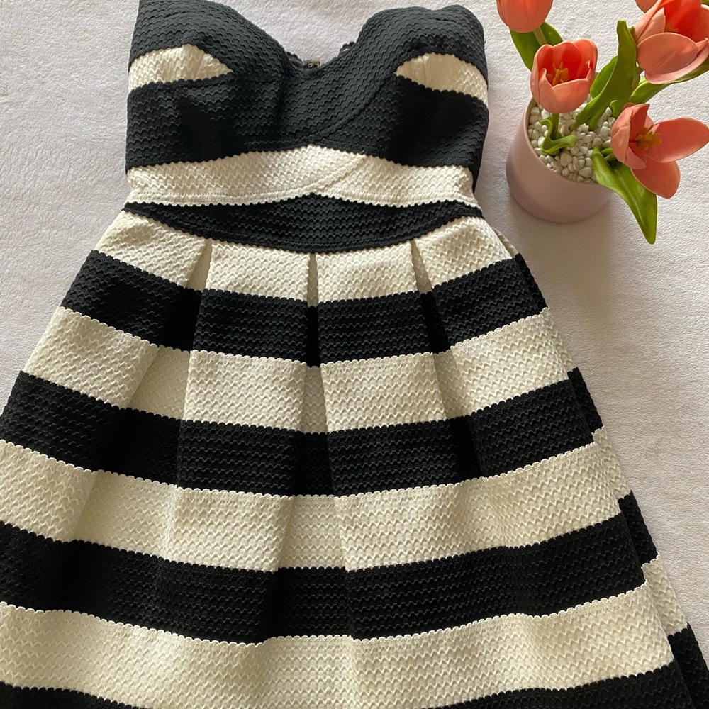 BCBG Strapless Striped Dress
